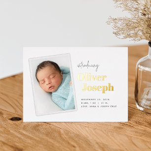Modern Snapshot   Foil Birth Announcement