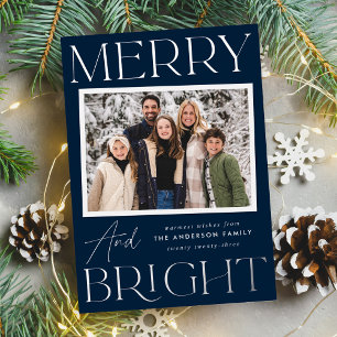 Modern Snapshot Navy Merry and Bright Photo