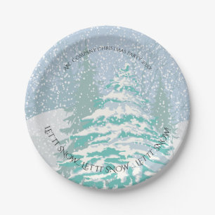 Modern Snow Christmas Tree CHANGE COLOR Paper Plate