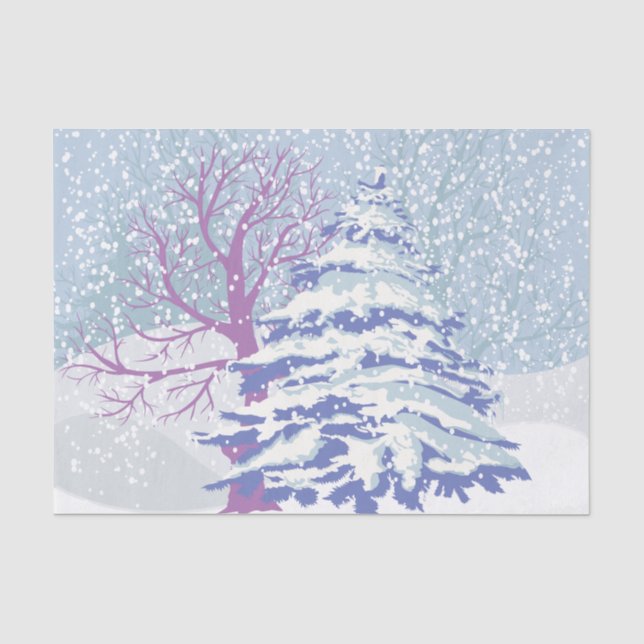 Modern Snow Christmas Tree CHANGE COLOR Tissue Paper (Front)