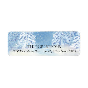 Modern Snow Falling Trees Wedding   Return Address