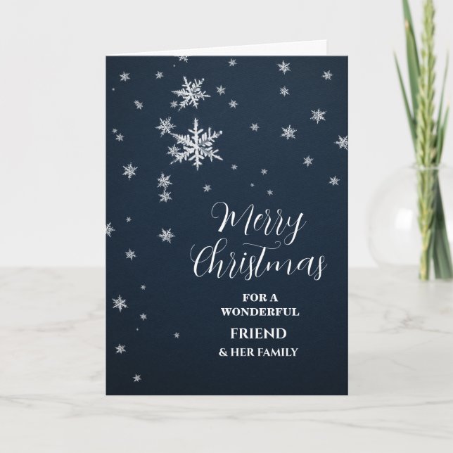 Modern Snow Friend & Family Merry Christmas Card (Front)