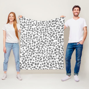 Modern Snow Leopard Animal Print Pattern Grey Fleece Blanket