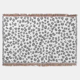 Modern Snow Leopard Animal Print Pattern Grey Throw Blanket