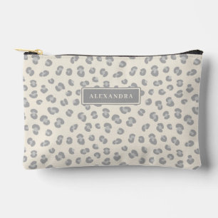 Modern Snow Leopard Personalised  Accessory Pouch