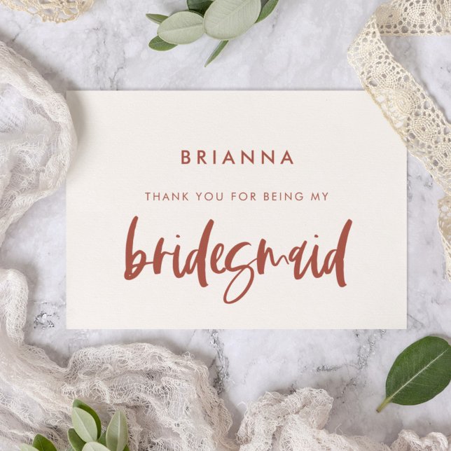 Modern snow pink Bridesmaid thank you text card (Creator Uploaded)