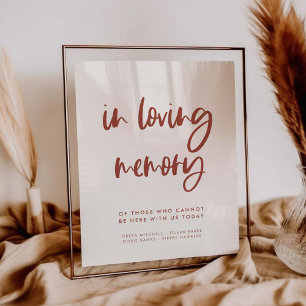 Modern snow pink In loving memory wedding sign