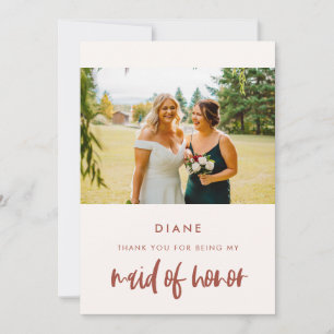 Modern snow pink Maid of honour thank you card