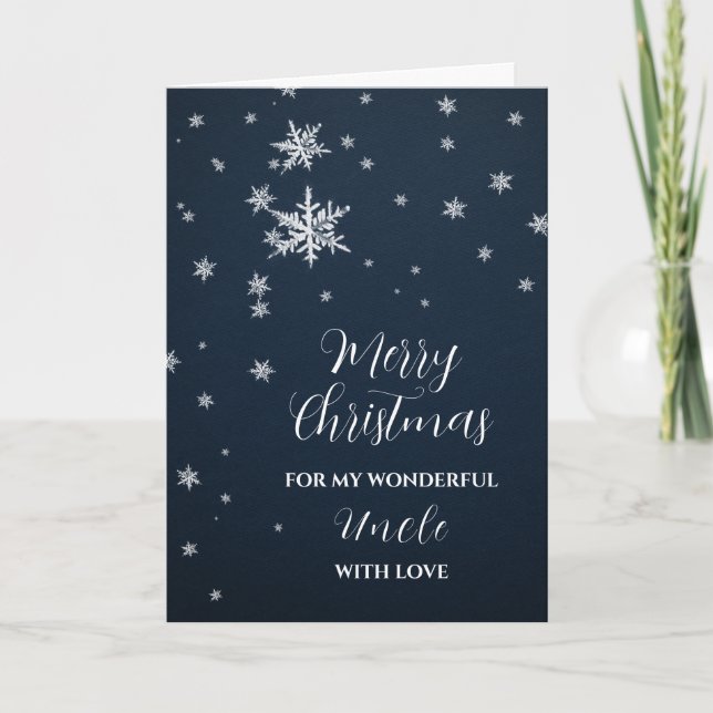Modern Snow Uncle Merry Christmas Card (Front)