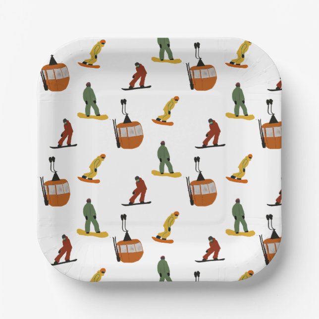 Modern Snowboard Snowboarding  Paper Plate (Front)