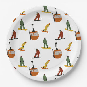 Modern Snowboard Snowboarding  Paper Plate
