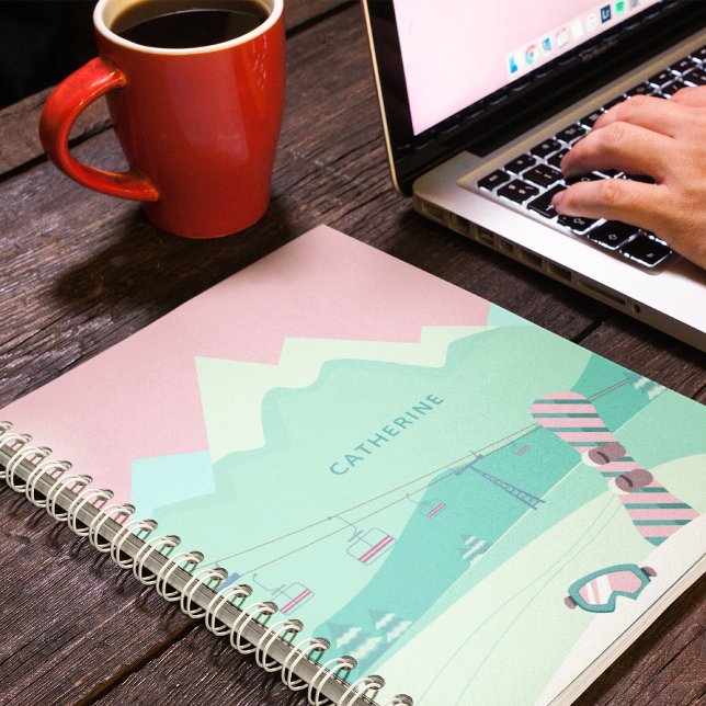 Modern Snowboard Winter Ski Slopes Personalised Notebook (Creator Uploaded)