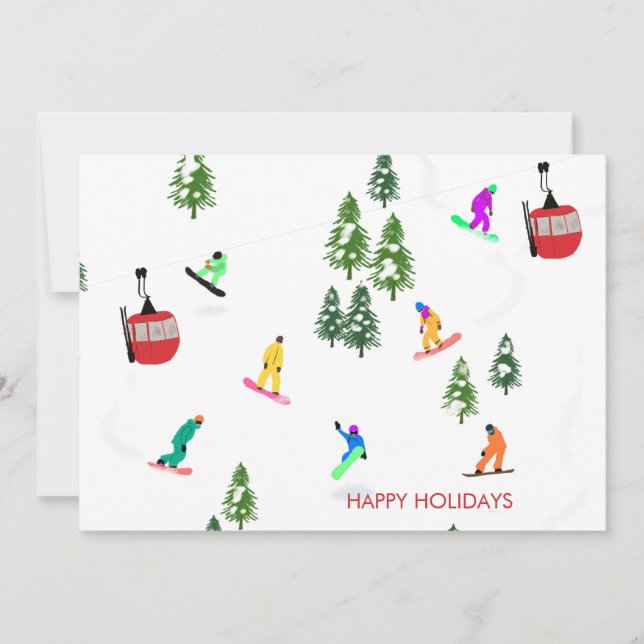 Modern Snowboarder Snowboarding Holiday Card (Front)
