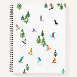 Modern Snowboarders Snowboarding Illustration Notebook