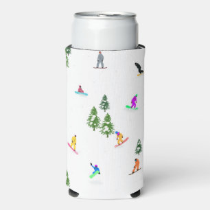 Modern Snowboarders Snowboarding Illustration Seltzer Can Cooler