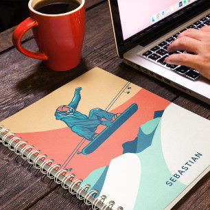 Modern Snowboarding Winter Personalised Name Notebook