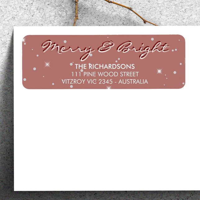 Modern Snowfall Merry and Bright Pink Christmas (Sending warm wishes your way with a Merry & Bright!)