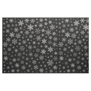 Modern Snowflake 2 -Black & Silver Grey- Fabric