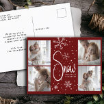 Modern Snowflake 4 Family Pictures Christmas 2023 Holiday Postcard<br><div class="desc">Celebrate the holiday season with our "Modern Snowflake 4 Family Pictures Christmas 2023 Holiday Postcard, " a stylish and convenient way to send your warmest wishes. This postcard beautifully combines classic and modern design elements, featuring four family photos, including a heartwarming moment between a mother and daughter, to convey the...</div>