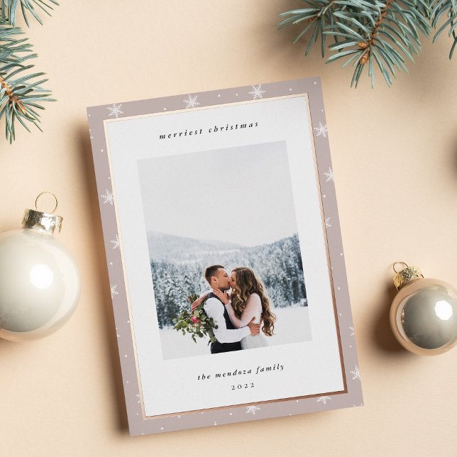 Modern Snowflake Border Christmas Photo (Creator Uploaded)