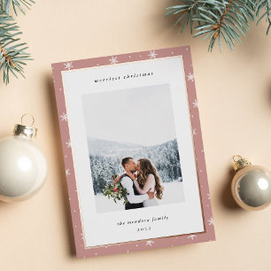 Modern Snowflake Border Christmas Photo