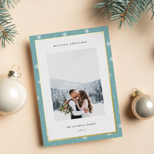 Modern Snowflake Border Christmas Photo