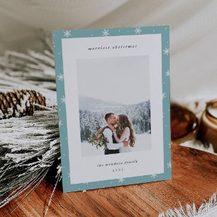 Modern Snowflake Border Photo Holiday Card