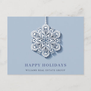 Modern Snowflake Christmas Corporate Greeting Holiday Postcard
