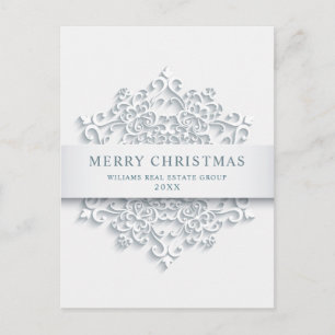 Modern Snowflake Christmas Corporate Greeting Holiday Postcard