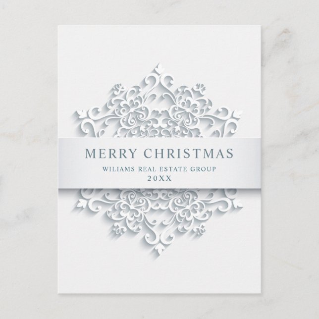 Modern Snowflake Christmas Corporate Greeting Holiday Postcard (Front)
