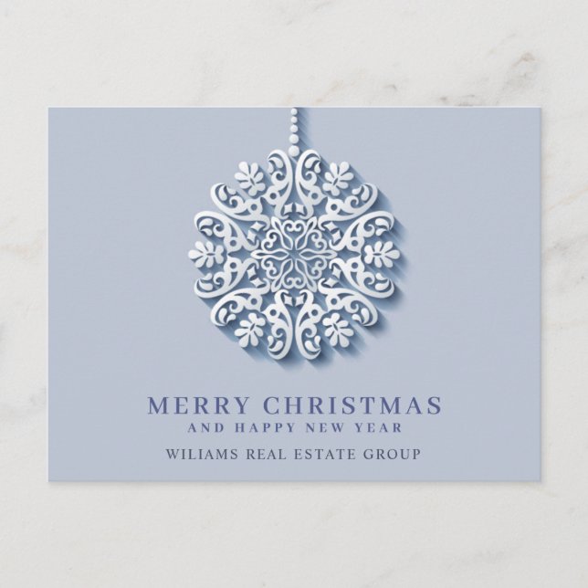 Modern Snowflake Christmas Corporate Greeting Holiday Postcard (Front)