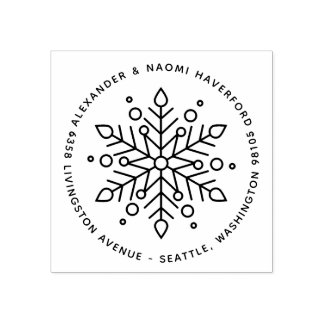 Modern Snowflake Christmas Return Address Rubber Stamp