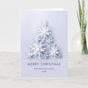 Modern Snowflake Christmas Tree Greeting Holiday Card