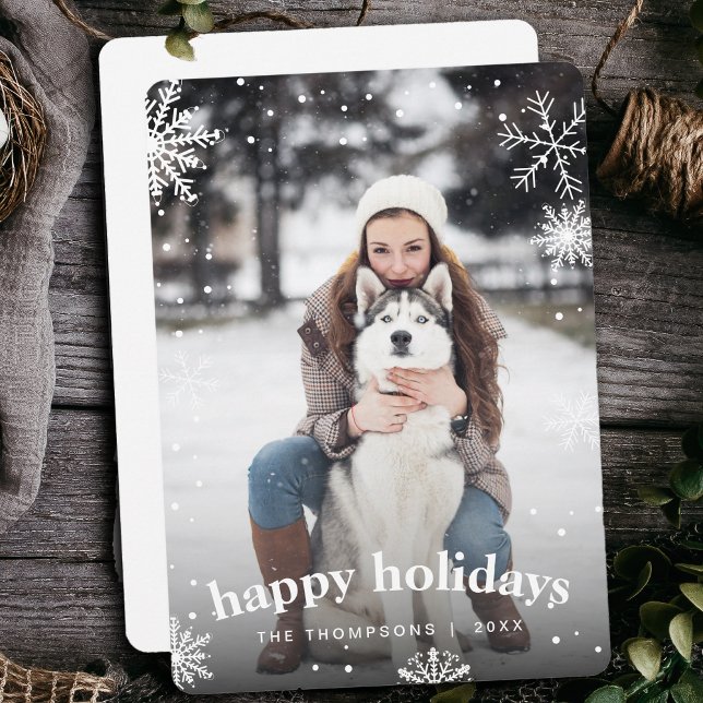 Modern Snowflake Family Christmas 2024 Picture Holiday Card (Creator Uploaded)