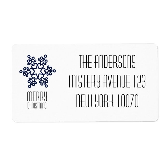 Modern Snowflake Merry Christmas Blue (Front)