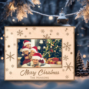 Modern Snowflake Pattern Merry Christmas Etched Frames