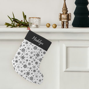 Modern Snowflake Pattern Personalised Small Christmas Stocking