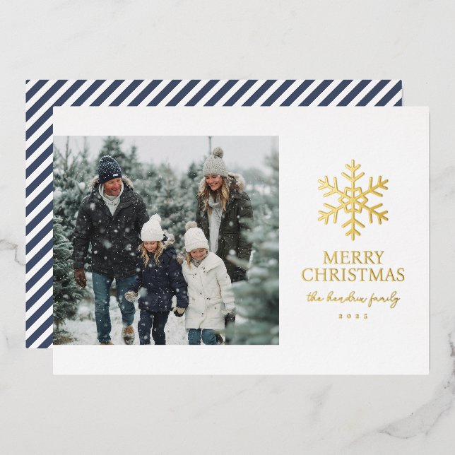 Modern Snowflake Photo Christmas (Front/Back)