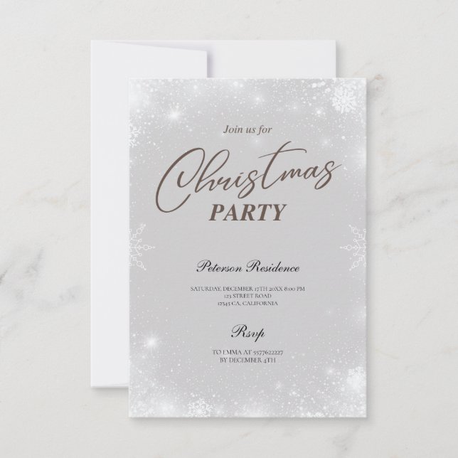 Modern snowflake pine navy winter Christmas party Invitation (Front)