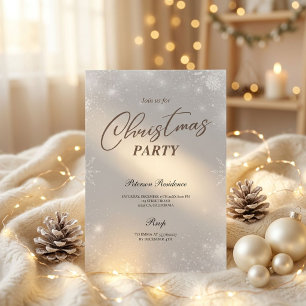 Modern snowflake pine navy winter Christmas party Invitation