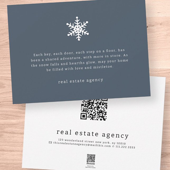 Modern Snowflake Real Estate Business Holiday Card (Creator Uploaded)