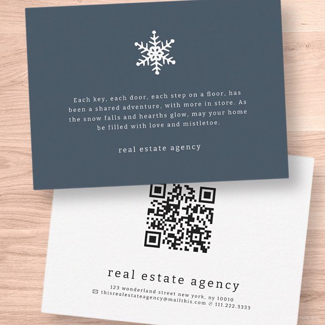 Modern Snowflake Real Estate Business Holiday Card (Creator Uploaded)