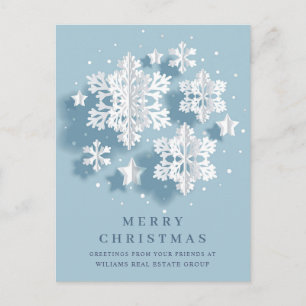 Modern Snowflakes Christmas Corporate Greeting Postcard