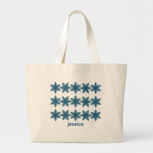 Modern Snowflakes Christmas Large Tote Bag
