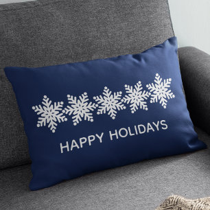 Modern Snowflakes Christmas Lumbar Cushion