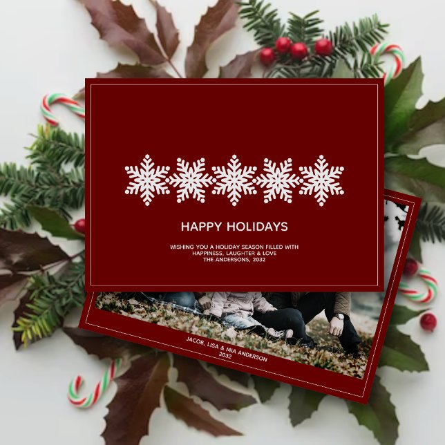 Modern Snowflakes Christmas Photo Holiday Card (Creator Uploaded)