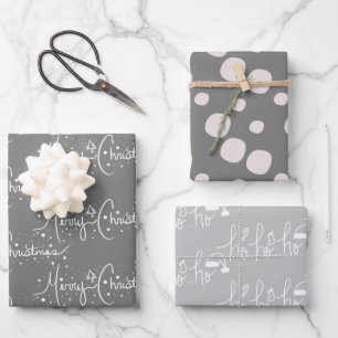 Modern Snowflakes Christmas Snow Snowflake Pink Wrapping Paper Sheet