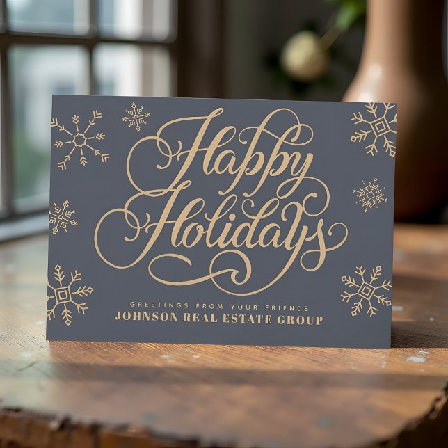 Modern Snowflakes Elegant Typography Holiday Card (Creator Uploaded)