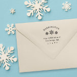 Modern Snowflakes Family Winter Return Address Self-inking Stamp<br><div class="desc">Leave a lasting impression with our self-inking stamp. Your family name elegantly curves above modern snowflakes,  while your return address details appear below in elegant serif typography,  making it a personalised addition to your correspondence.</div>