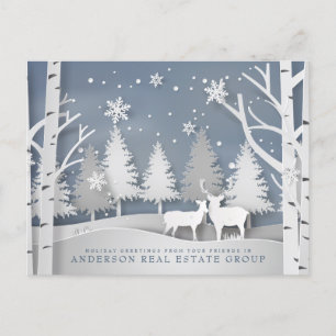 Modern Snowflakes Holiday Greetings Postcard